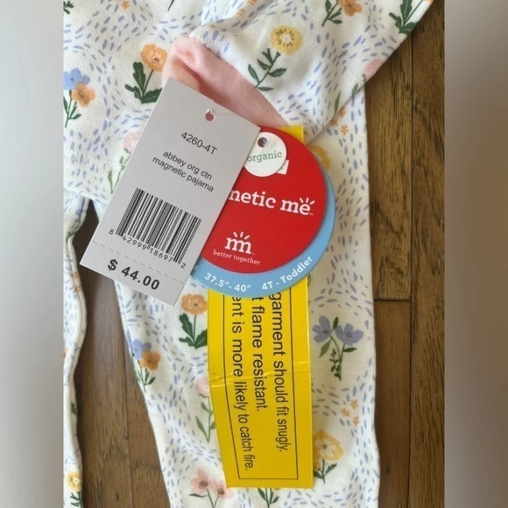Magnetic Me Girls’ Organic Cotton Pajama‎ Set, Abbey Floral Print, Size 4T, NWT